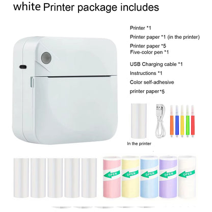 Mini Printer, Portable Thermal Printer Efficiently and Quickly, Inkless Pocket Photo Printer for Study Notes, Pictures, DIY