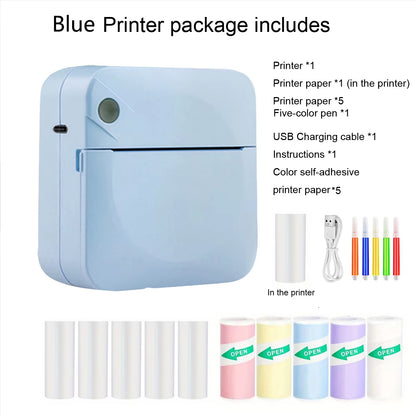 Mini Printer, Portable Thermal Printer Efficiently and Quickly, Inkless Pocket Photo Printer for Study Notes, Pictures, DIY