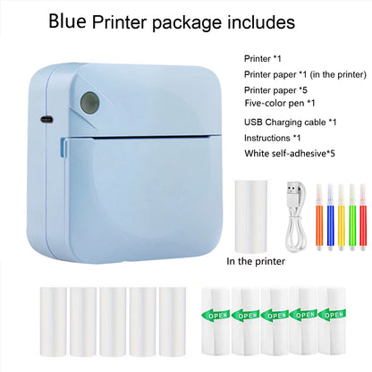 Mini Printer, Portable Thermal Printer Efficiently and Quickly, Inkless Pocket Photo Printer for Study Notes, Pictures, DIY