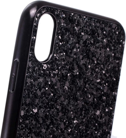 Compatible with Iphone Case,Crystal Diamond Glitter Bling Sparkly Soft Shockproof Cover for Women Girls Phone Case (Black,Iphone X/Xs)