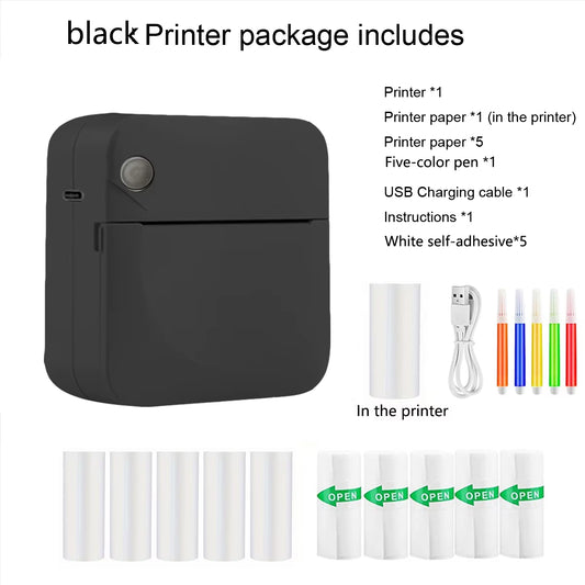 Mini Printer, Portable Thermal Printer Efficiently and Quickly, Inkless Pocket Photo Printer for Study Notes, Pictures, DIY