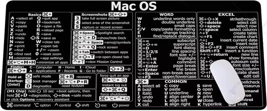 Mac Os Shortcuts Cheat Sheet Word Excel Mousepad for Mac Quick Reference Keyboard Shortcut Non-Slip Rubber Base Keyboard Mat