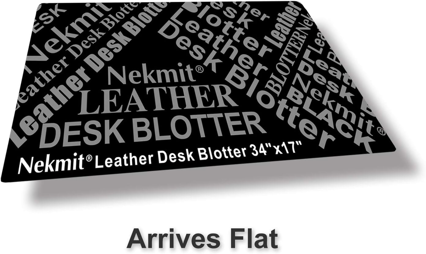 Leather Desk Blotter Pad 34 X 17 Inches, Flat, Non-Slip, Waterproof, Black