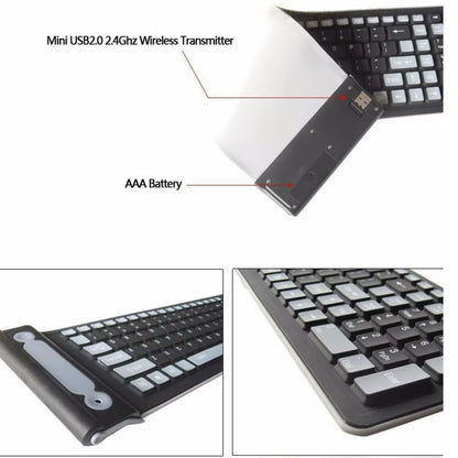 Foldable Silicone Wireless Keyboard 2.4G Usb Flexible Waterproof Slim Keyboard Universal Silent Roll up Keypad for PC Laptop