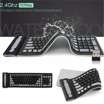 Foldable Silicone Wireless Keyboard 2.4G Usb Flexible Waterproof Slim Keyboard Universal Silent Roll up Keypad for PC Laptop