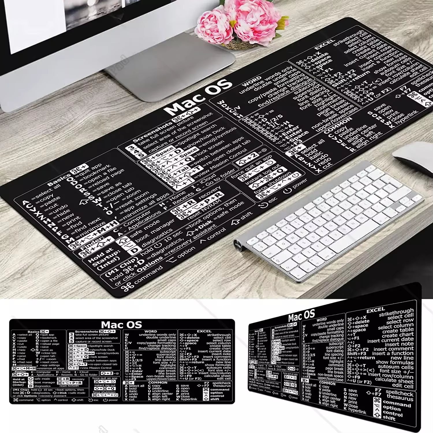 Mac Os Shortcuts Cheat Sheet Word Excel Mousepad for Mac Quick Reference Keyboard Shortcut Non-Slip Rubber Base Keyboard Mat