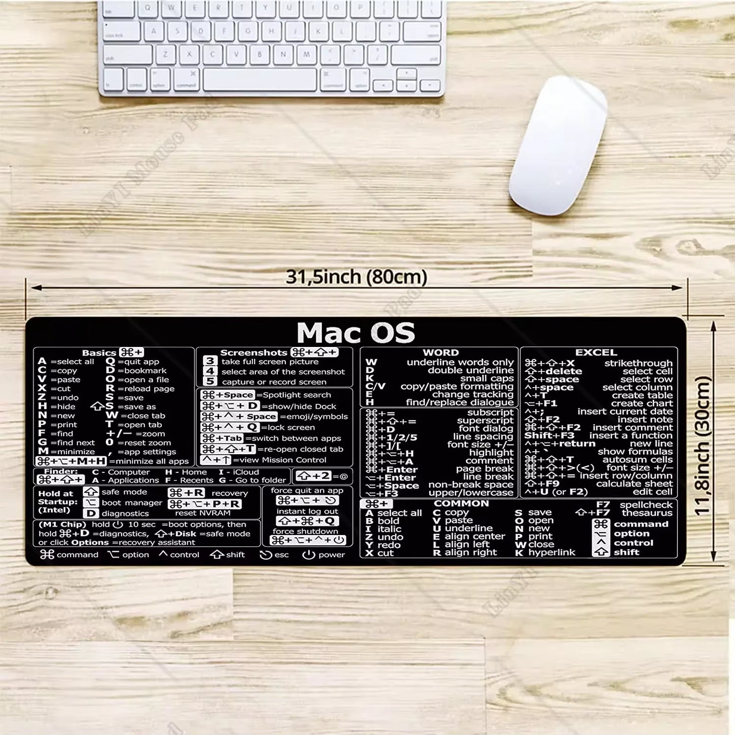 Mac Os Shortcuts Cheat Sheet Word Excel Mousepad for Mac Quick Reference Keyboard Shortcut Non-Slip Rubber Base Keyboard Mat