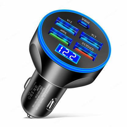 4Usb PD 250W Car Charger Type C Fast Charging Auto Mobile Phone Adapter for Iphone Samsung Huawei Xiaomi QC 3.0